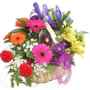 Ankara çiçek siparişi sitemizin görsel ürünü Karışık mevsim sepeti çiçeği Ankara çiçek gönder firması şahane ürünümüz