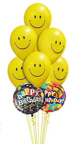 Doğum günü ve gülen balon demetleri