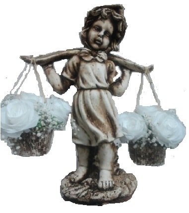 50 cm yksekliinde biblo kz bebek ve 10 adet beyaz gl